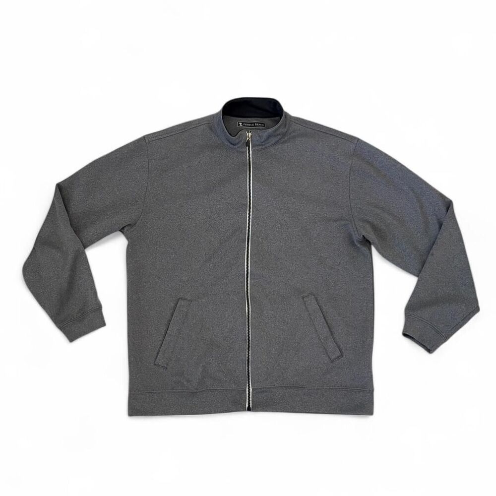 Pebble Beach Performance Men's Grey Zip Up Golf Athletic Jacket - Size Large